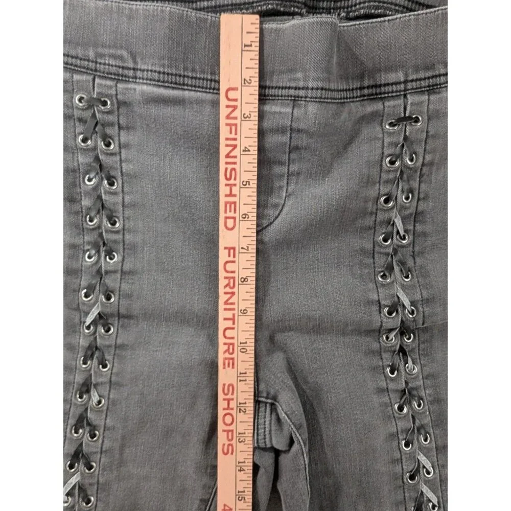 Torrid Denim Jeans Size 3R Grey Jegging Pull On Lace Up Legs High Rise Stretch - Picture 6 of 12